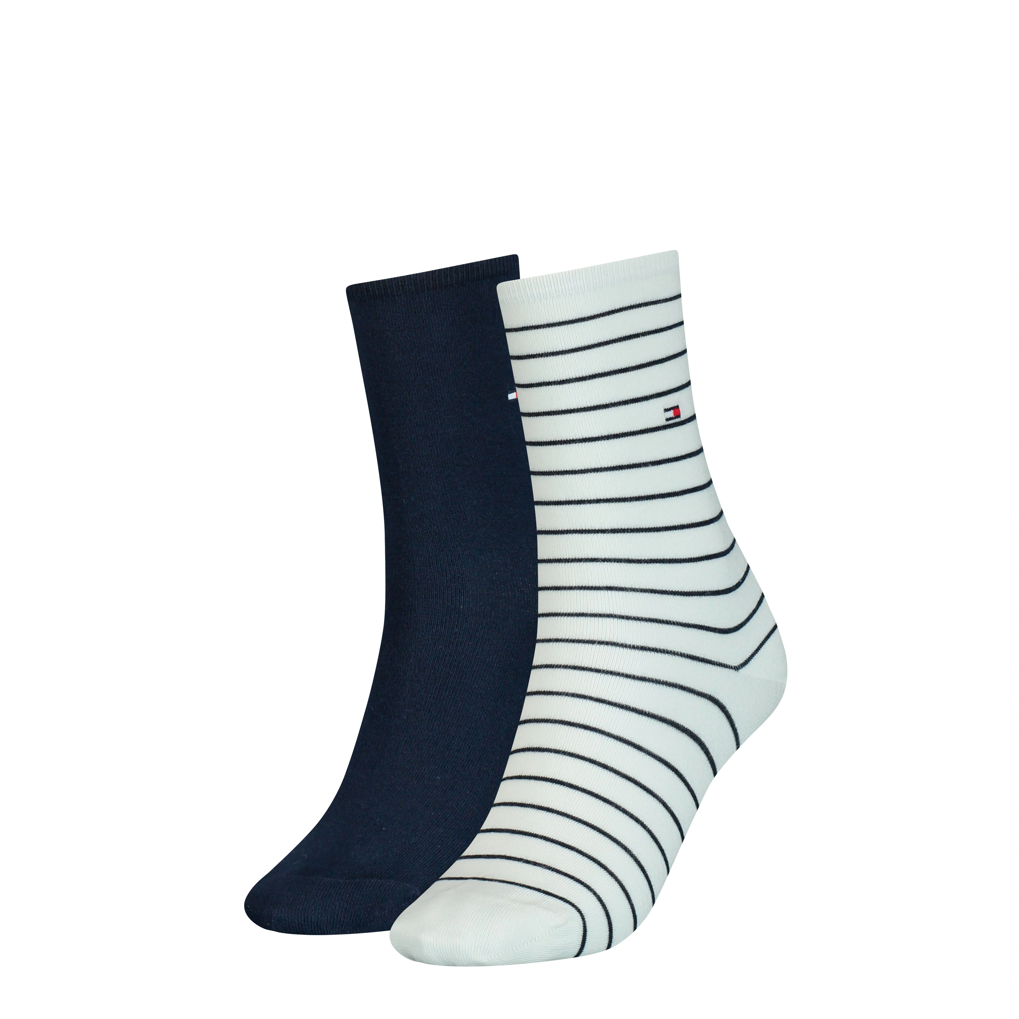 Tommy Hilfiger Women's Stripe Crew Socks Duo White Comfort Style